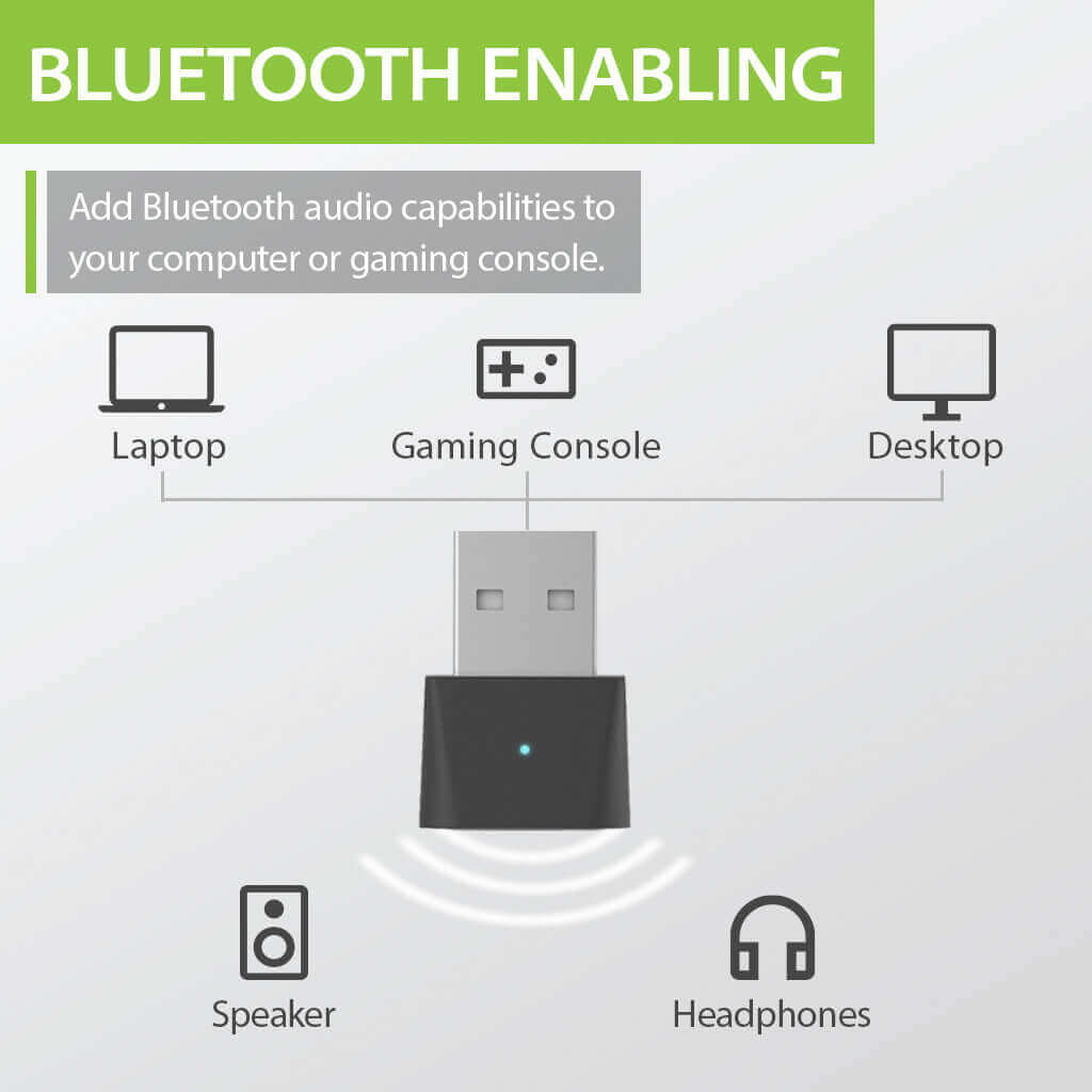 DG80P Long Range USB Bluetooth 5.3 Adapter, adds Bluetooth audio to desktops, iMacs, gamiing console, to headphones, and speakers.