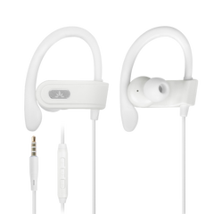 E171 Over the Ear Earbuds for sports AUX 3.5mm Wired Earbuds with Microphone & in-Line Volume Control, Compatible with Traditional 3.5mm AUX Phones Corded Headphones with Ear Hook for Running & Sports, White