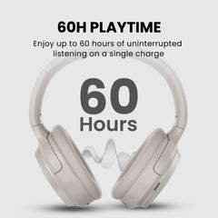 Eon Me Bluetooth Headphones with Personalized Hearing Profile and Charging Dock, up to 60 hours continuous playback on a single charge.