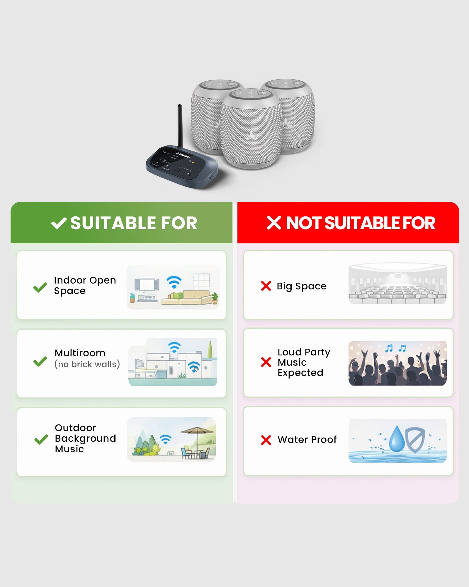 Harmony A0 Auracast Bluetooth Wireless Multi-Speaker System for cafés, salons, and venues, for indoor, meeting rooms, and outdoor background music.