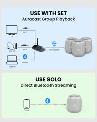 Harmony A0 Auracast Bluetooth Wireless Multi-Speaker System for cafés, salons, and venues, supports single-speaker Bluetooth streaming or multi-speaker Auracast with optical, bluetooth and AUX input.