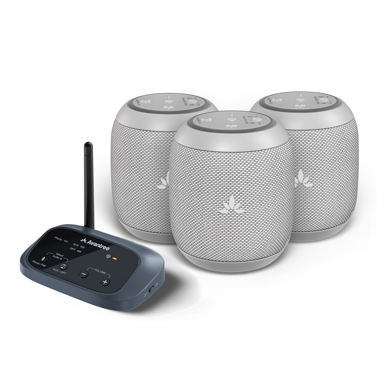 Harmony A0 Auracast Wireless Multi-Speaker System, Bluetooth 5.4 transmitter with 3 sync speakers,  synchronized wireless audio in shared spaces.