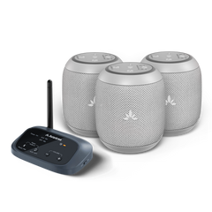 Harmony A0 Auracast Wireless Multi-Speaker System, Bluetooth 5.4 transmitter with 3 sync speakers,  synchronized wireless audio in shared spaces.