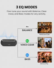 Harmony A2 Auracast Multi-Room Speaker System with enhanced sound featuring 3 modes for balanced audio, deep bass, and clear voice.