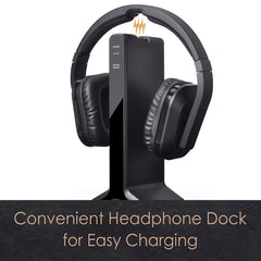 HT280 Wireless TV Headphones for Seniors, magnetic charging dock for convenient charging.