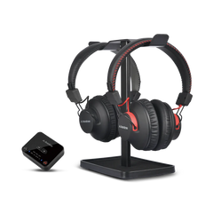 HT41899  Dual Headphone TV Set for seniors. Supports optical, AUX (3.5mm), RCA input cables, or built-in Bluetooth audio outputs. 