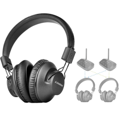 Shift Wireless Multi-Channel TV Headphone Set, switch between multiple TVs with cross-compatible headphones and transmitters.