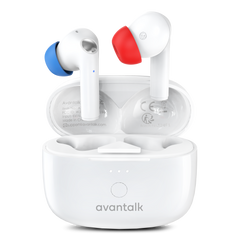White Infinity NC earbuds and charging case