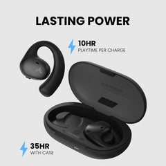 AcuEar Pebble Hearing Amplifier with Microphone for Seniors, up to 10 hours playback and 35 hours with charging case.