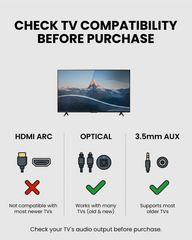 Oasis Aura Long-Range Auracast Audio Transmitter for churches. Supports optical, 3.5 mm AUX, and Bluetooth audio input, not compatible with HDMI.