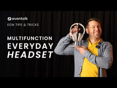 Eon Wireless noise-canceling headphones with detachable boom mic, supporting wired and wireless modes for home, travel, calls, and music use.  Tips & Tricks
