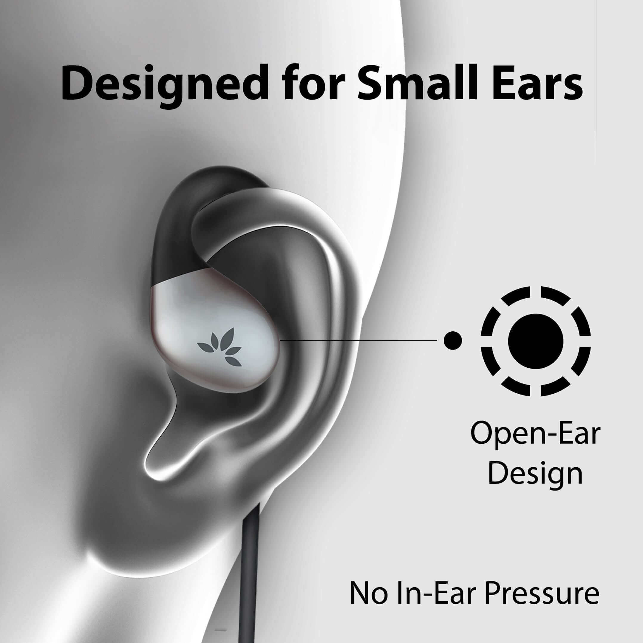 Resolve Wired Open-Ear Earbuds for small ears, reduces ear fatigue while enjoying calls, music, and awareness of surroundings.