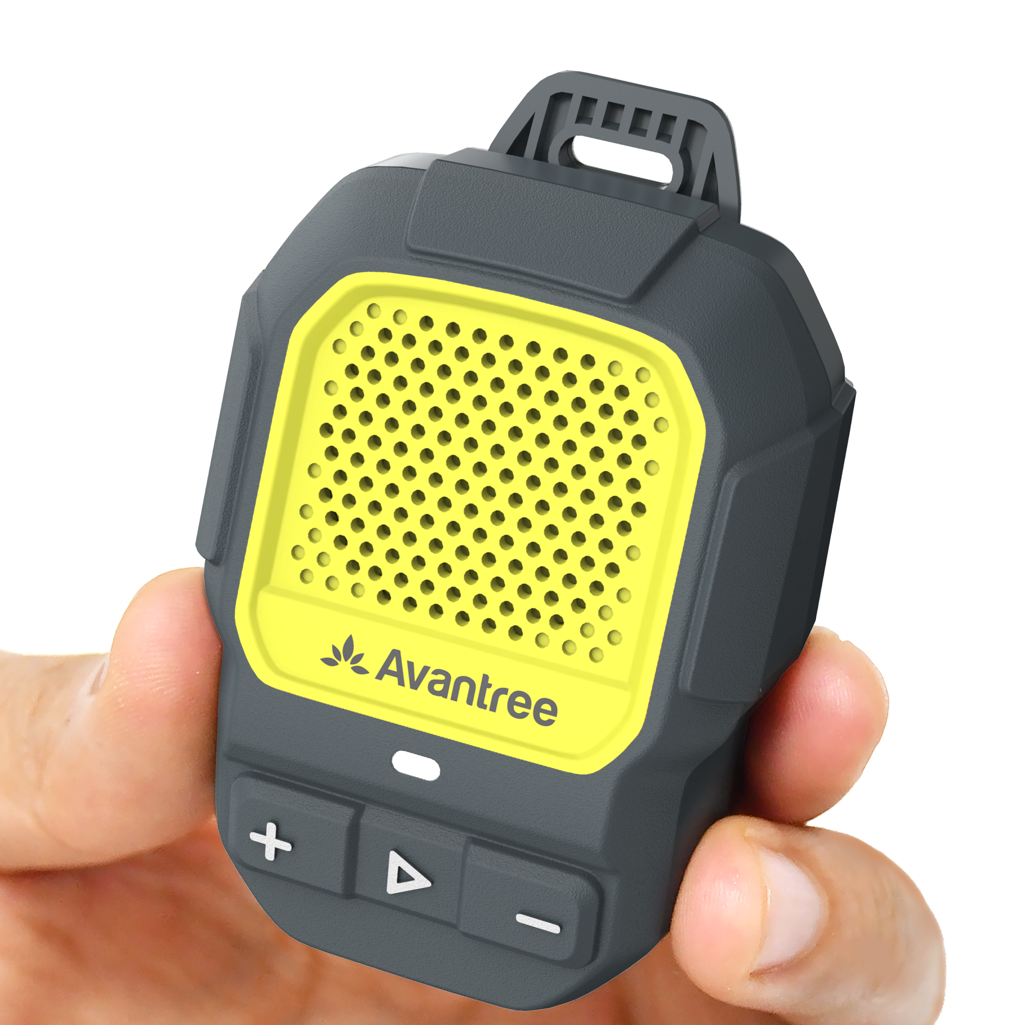 ShareCast Solo Clip-On Auracast Wearable Speaker, compact Bluetooth speaker for music, hands-free calls, and Auracast group listening.