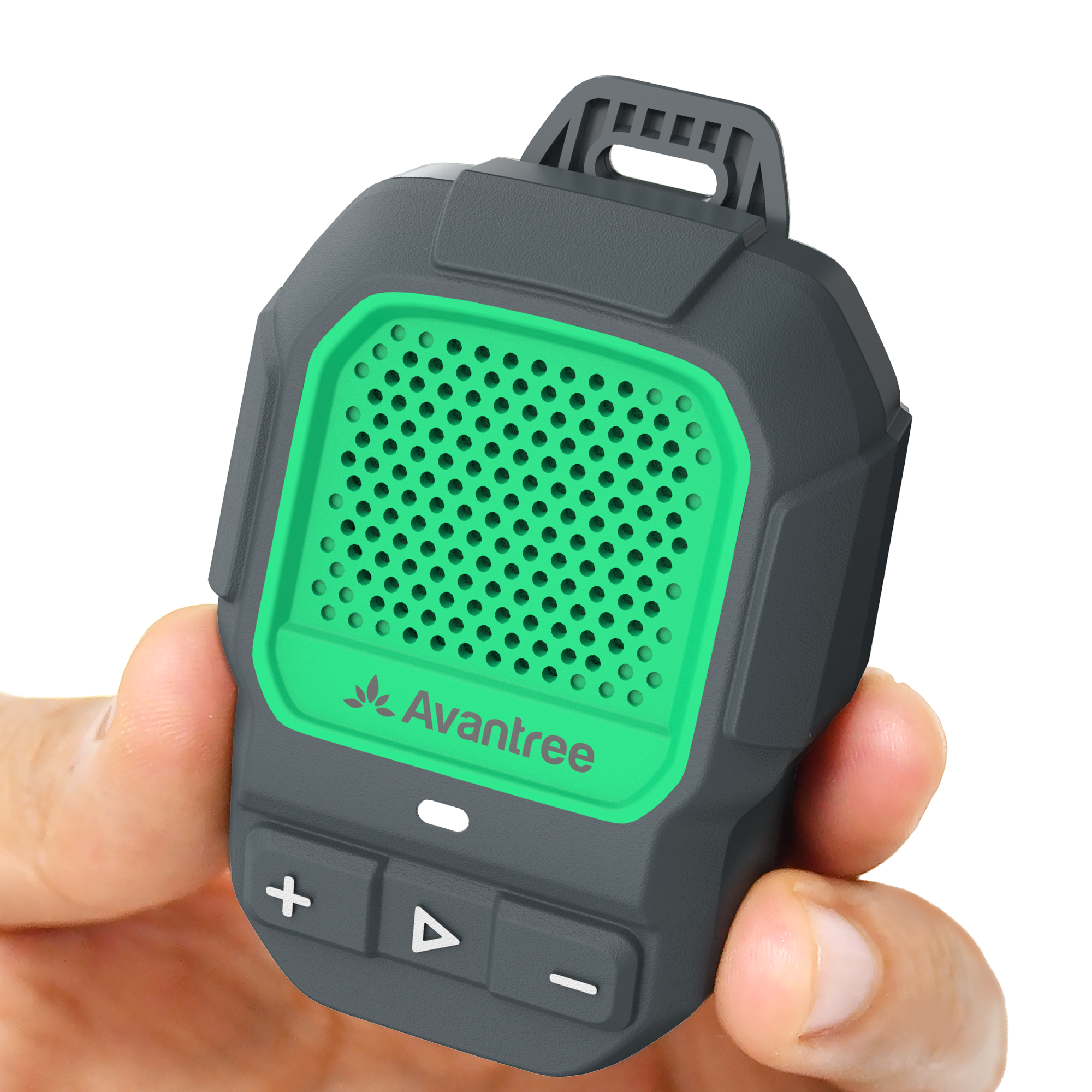 ShareCast Solo Clip-On Auracast Wearable Speaker, compact Bluetooth speaker for music, hands-free calls, and Auracast group listening.