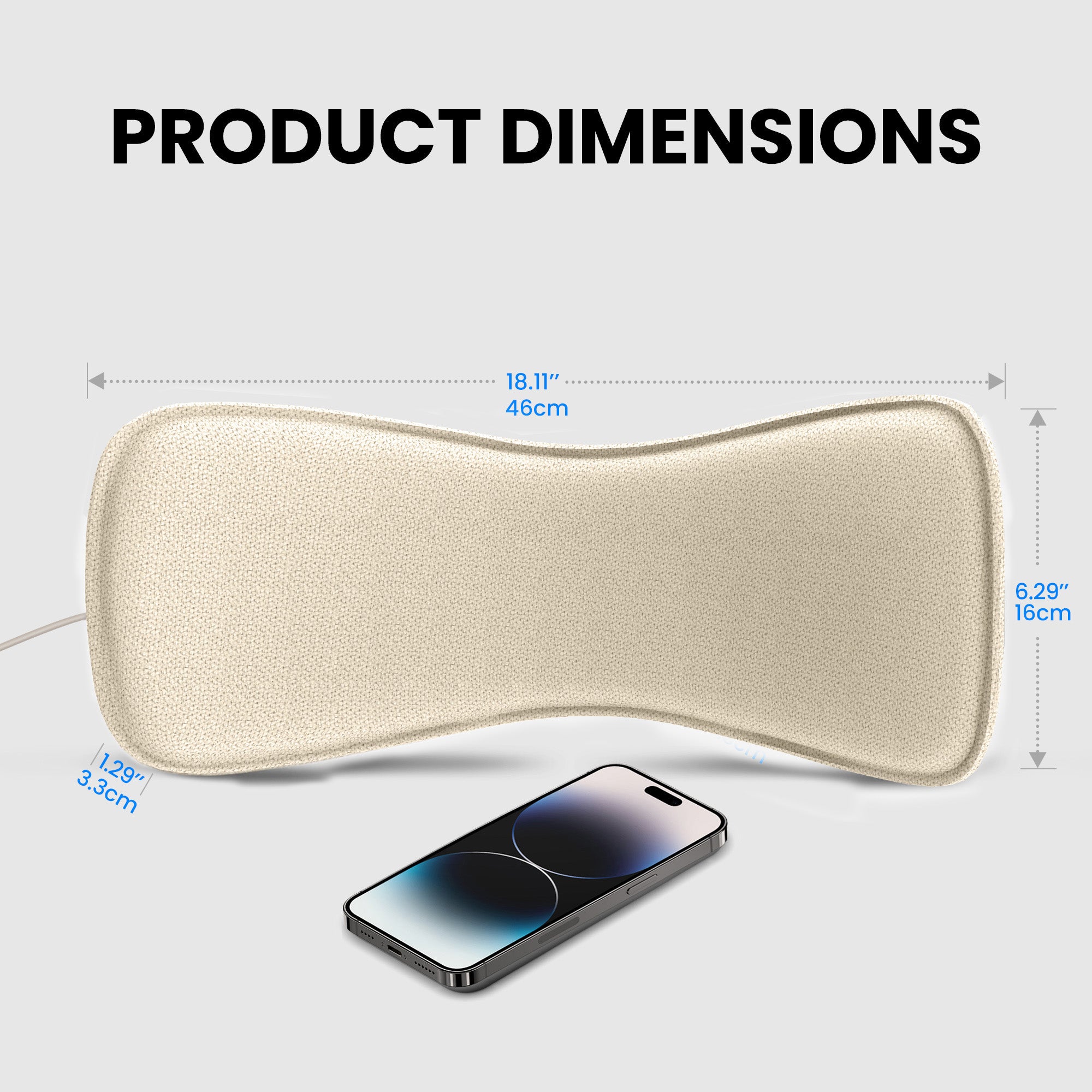 Slumber 2 Bluetooth Pillow Sleep Headphones with 4 flat speakers and white noise, product size pillow case 460mm × 160mm × 33mm