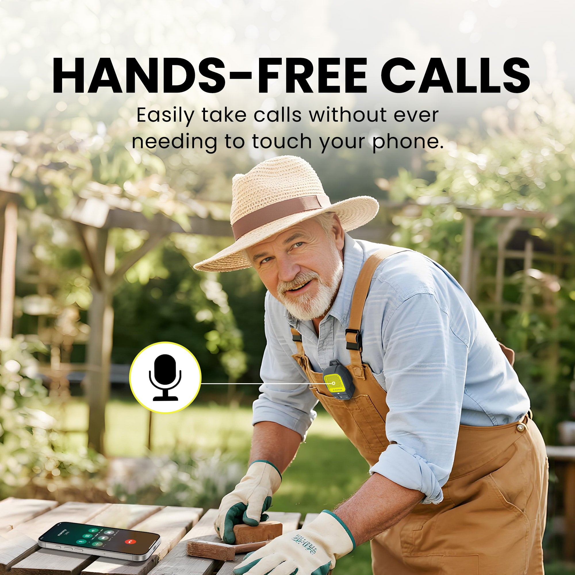 ShareCast Solo Clip-On Auracast Speaker with Bluetooth 5.4 LE Audio, hands-free wearable speaker for clear phone calls.