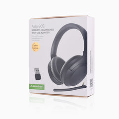 Aria 90B Bluetooth Meeting Headphones with Mic & USB Adapter, noise cancellation for Zoom, Teams, Skype, and Google Meet with indepedent volume control