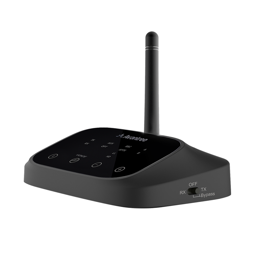 Oasis Plus Bluetooth Transmitter for TV, supports optical pass-through for simultaneous soundbar and Bluetooth headphone audio; HDMI ARC/eARC not supported.