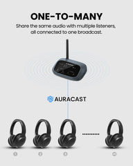 Aria Aura Wireless Auracast TV Headphones. Share one audio broadcast to multiple listeners for group listening