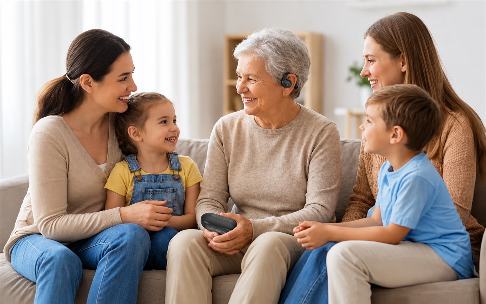 Person using a complete listening solution for family conversation at home