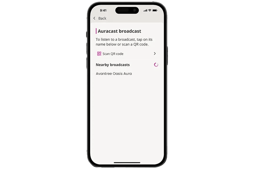 Nearby Auracast broadcasts in Oticon Companion App