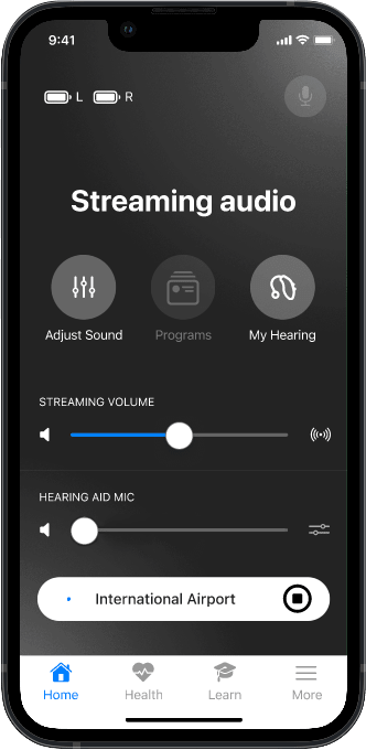 My Starkey streaming volume screen
